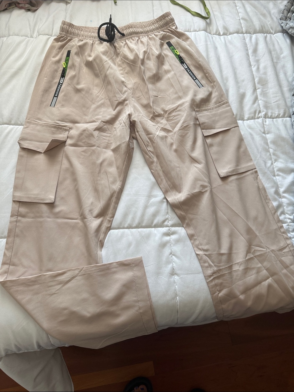 Beige Cargo Jogger Pants with Utility Pockets
